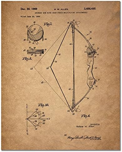Печати за уметност со патенти за стрелаштво - сет од 4 фотографии - гроздобер декор