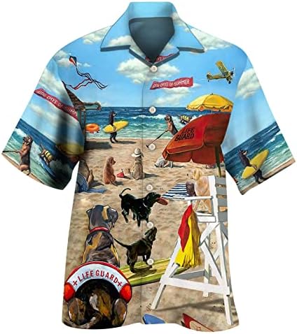 Летни кошули за мажи 2023 година 3Д печатена цвет Хаваи кошула Обичен тропски плажа празник Алоха Краток ракав копче
