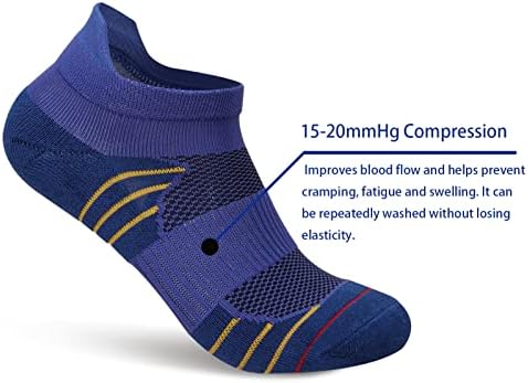 Daszgcb Компресија Нема Шоу Чорапи Амортизирани Ниско Намалување На Трчање Атлетски Чорап Глуждот За Мажи И Жени 6/8 Пара