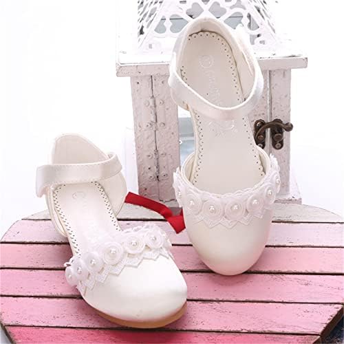 Девојки Мери Janeејн Фустан чевли пумпа со ниски потпетици цветна забава свадба принцеза за џез чевли за девојки