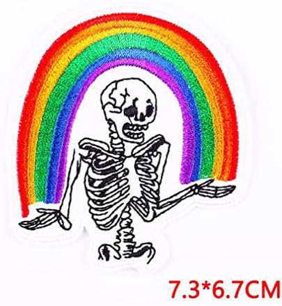 Печ за скелети со виножито шива на железо на примена лепенка везена лепенка панк -череп налепница ЛГБТ поддршка DIY јакни торби за облека