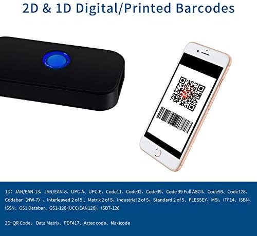 Mini Bluetooth 2D скенер за баркодови, Alacrity 3-во-1 2.4G безжичен/USB жичен/Bluetooth бар-код читач Преносен 1D QR скенер за слики