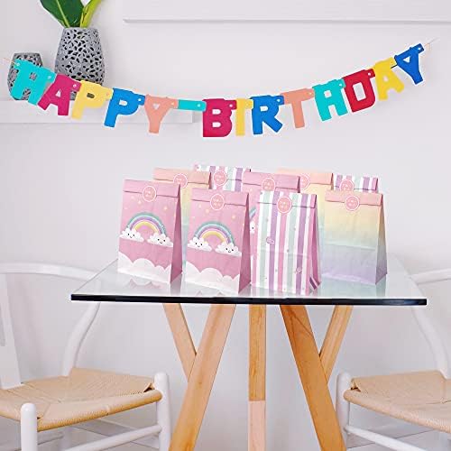 Party Tosparty Unicorn Rainbow Party фаворизира бонбони за лекување торби за подароци со налепници за роденденски свадбени садови