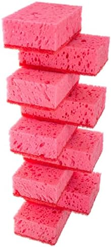 Okleen Pink Multi Use Scrub Sponges. Направено во Европа. 9 пакет, 4.3x2.8x1,4 инчи. Без мирис на тешки и не -гребнатини влакна. Издржлив