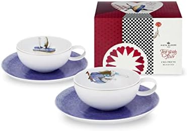 Виста Алегре порцелански чај со сет на Алис од 2 чаши и чинии и чај пакет
