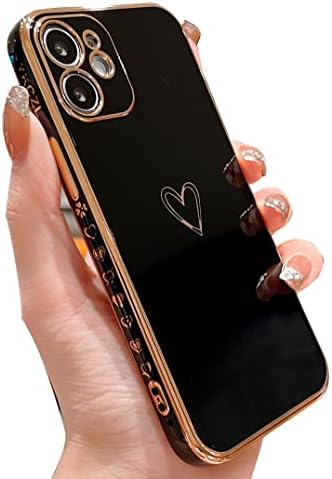 YKCZL Компатибилен со iPhone 12 Мини Случај За Жени Девојка, Луксузни Позлата Работ Браник Симпатична Случај Со Целосна Камера Леќа Заштита