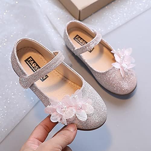 Перформанси танцувачки чевли за девојчиња детски чевли бисер ригистони кои сјаат деца принцези чевли за новороденчиња