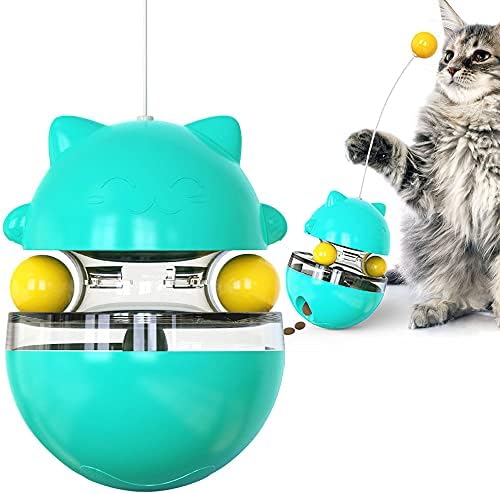 Ylast Cat Tumbler Snack Ball, Интерактивна дистрибуција на храна за мачки Топката за дистрибуција на храна за мачки е изработена од пластика