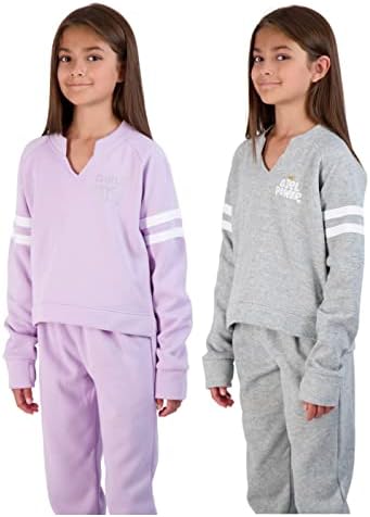 Hind Girls Jogger поставува 4 парчиња активни руно дуксери и џогери џемпери за девојчиња атлетика