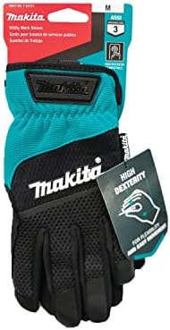 Makita Unisex Makita T 04151 Отворена манжетна Флексибилна заштита за алатка за заштита на ракавици Средно, Teal/Black, 1 броење