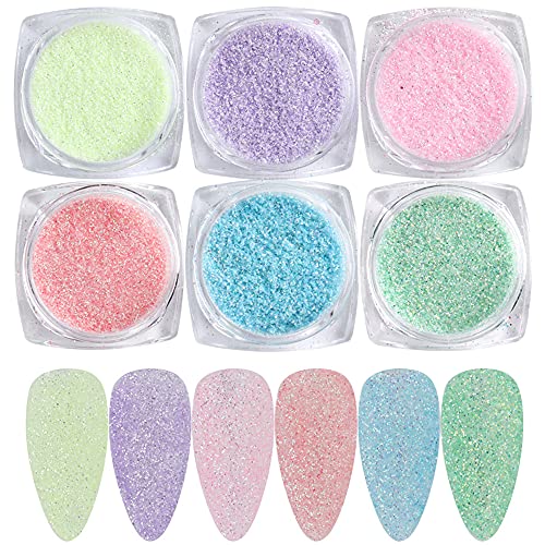 Холографска уметност за нокти сјајни нокти уметнички материјали снегулки 6 кутии сјајни песочни прашоци за нокти прашина чиста боја 3Д сјајни