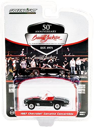 1967 Chevy Corvette Convertible Black Barrett Jackson Scottsdale Edition Series 8 1/64 Diecast Model Car By Greenlight 37240 A