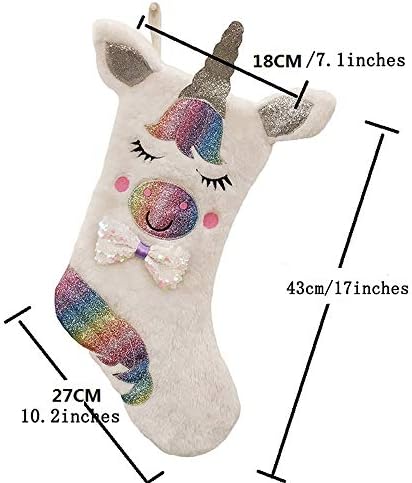 Cdybox 17 Божиќни украси за бонбони за порибување на бонбони торбички големи еднорог секвенци чорапи искра Божиќни чорапи