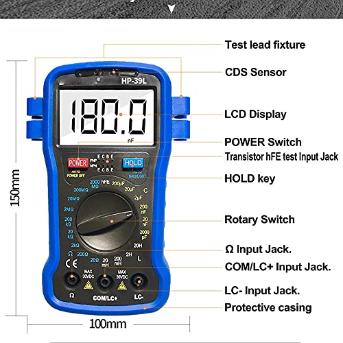 Quul задно осветлување LCD дигитален LCR мерач на отпорност на капацитет за индуктивност на тестер за транзиција на транспортот