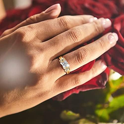 Класичен нов прстен за венчавки прстен ретро злато женски сингл ринстон ткаен образец вежба модна модерна забава пенливи луксузни прстени
