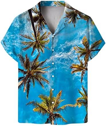 Bmisegm летни мажи маички маички машка лебава лабава цветна печатена плажа со краток ракав копче надолу фустани памучни маици со памучни