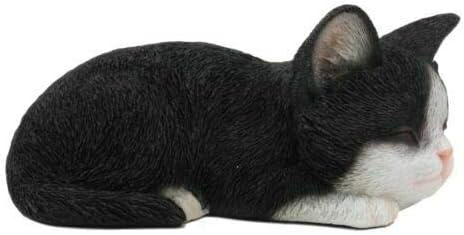 Pijatas ole Lifelike Sleepe Sencedo црно -бела мачка Слика 7 Долга украс за мачиња за домашни миленичиња - Омилена продавница за украси