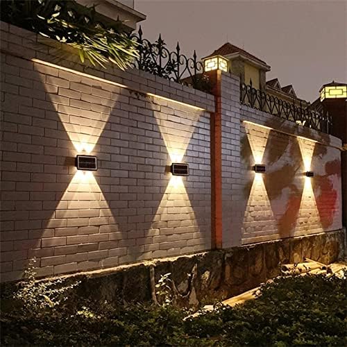 Сончевиот wallид на AslideCor се осветлува надолу 2 пакувања, 4 LED соларно скунс, водоотпорна осветлување на оградата на палубата за декор