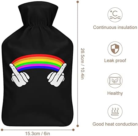 Ебам геј гордост ЛГБТ торба за вбризгување на вода со виножито со покривка 1000 мл топло топло шише за мажи и жени