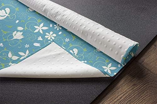 Ambesonne Floral Yoga Mat крпи, вртени стебленца и лисја од зеленило шема со цветни ливчиња, дизајн на природа, не лизгање на пот, абсорбента