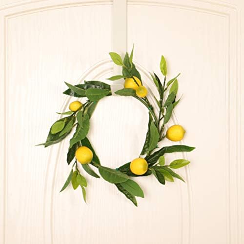 Абоофан 1 парчиња вештачка симулација на венец од лимон зелена лисја ратан врата украс украс за забава