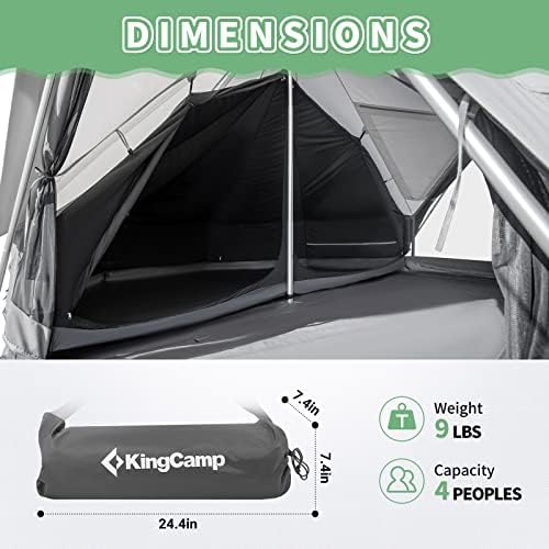 Кингкамп Кан Палас Грампинг луксузно платно шатор со шпорети приклучоци, шатор за кампување на отворено за 4 сезони Кампување