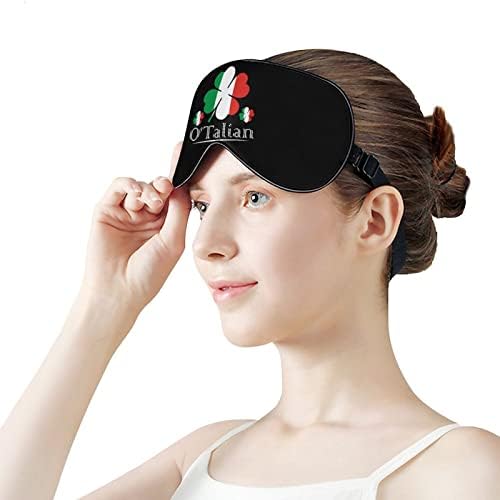 Оиталијан ирски 4 листови детелина италијанско знаме за спиење маска за очи, симпатична слепило око ги опфаќа сенките за очила за жени