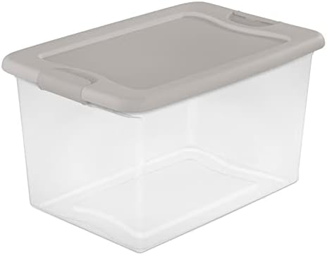 Стерилит 64-Литарски Проѕирна Пластична Кутија За Контејнери За Складирање Што Може Да Се Складира Со Капак за Заклучување За Организација