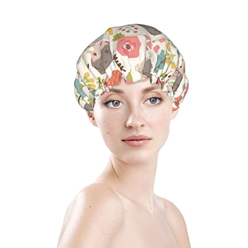 Womenените што можат да се користат затегнати капа за коса, смешно еж во грмушка двојни слоеви водоотпорна капа за бања за туширање