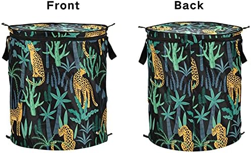 Тропските лисја на леопардите се појавуваат со алишта за перење со капакот за складирање на капакот за склопување торба за перење за патувања