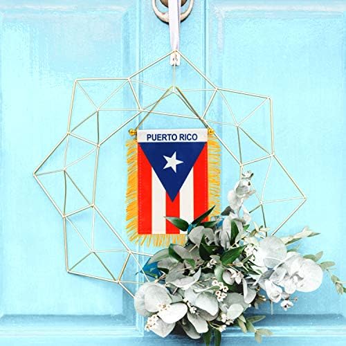 Anley 4 x 6 инчи Порто Рико Фрини прозорец што виси знаме - Мини знаме за знаме и ретровизорско ретровизорско ретровизорско огледало