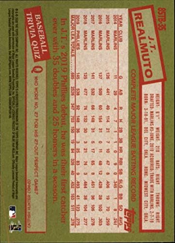 2020 Топс Серија 2 Бејзбол 1985 35-годишнина 85TB-35 J.T. Официјална трговска картичка за трговија со Realmuto Philadelphia Phillies