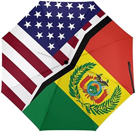 Американски И Боливија Знаме Патување Чадор Издржлив Ветроупорен Преклопен Чадор За Дожд Пренослив Чадор Автоматско Отворање И