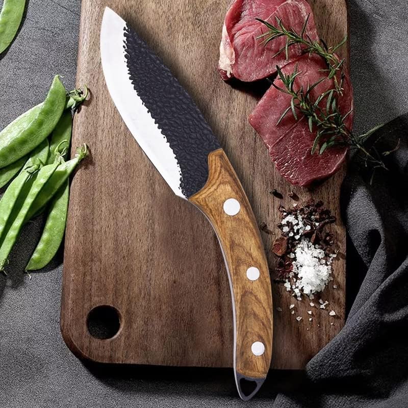 Гумија кујнски нож комплети, 2 парчиња кујнски нож рака фалсификувани месо од не'рѓосувачки челик, расчистување на месар нож нож