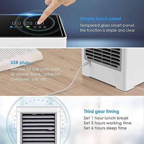 Изобу Лилианг-мини вентилатор за климатизација со екран на допир, преносен USB личен ладилник со воздух со 3 брзини на ветер, вентилатор за
