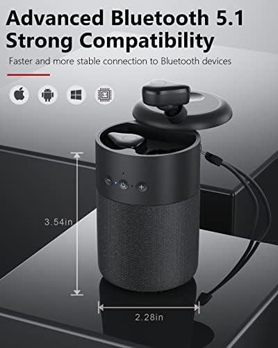 Надградени Bluetooth звучници со ушите 2 во 1, Дополнителни преносни звучници за бас Bluetooth безжични, безжични ушни уши, слушалки