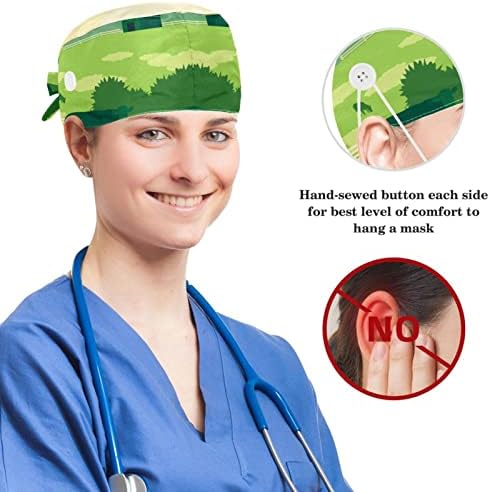 Пејзаж планинска работна капа прилагодлива капаче за чистење со копчиња и лажна коса чиста за медицинска сестра и доктор