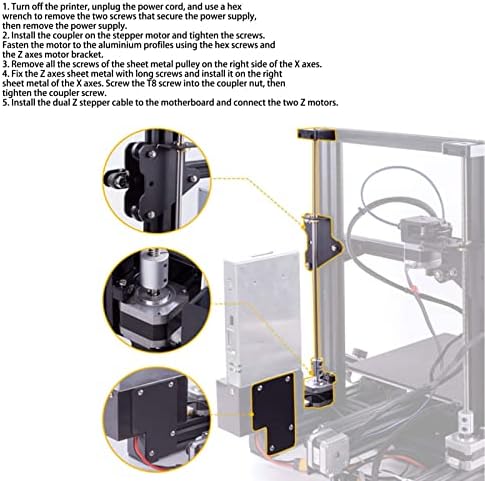 Oumefar Dual Z оски за надградба на комплет, отпорност на 'рѓа, долг животен век Намалување на блокада на филаменти 3D печатач z оски поставени
