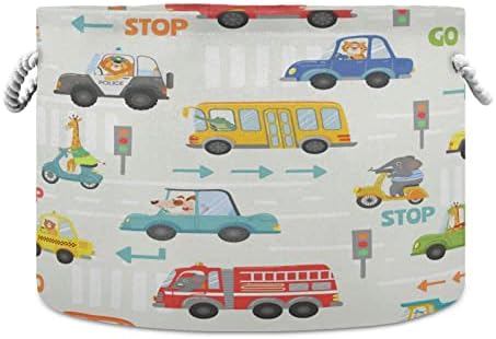 Xigua Голема корпа за играчки цртани автомобили за складирање на автомобили за складирање деца за перење алишта за колапс на