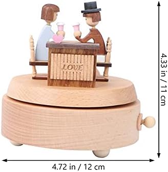 Seasd дрвена музичка кутија рачно изработена убава loveубовна двојка механичка музика мелодиска кутија за ден на в Valentубените, свадба