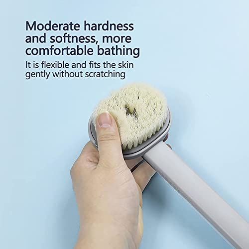 Четка за чистач за бања, копче за миење на телото на грбот Флексибилна кожа нежно удобно виси дизајн со долга рачка, тричка за