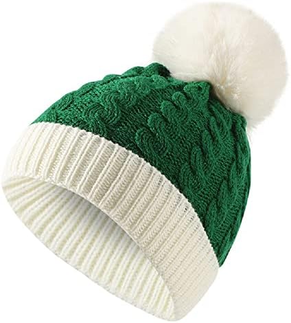 Lkqbbsz Божиќна капа за дете, Дедо Мраз за дете дете бебе, мека топла бебешка плетена капа плетена капа зелена