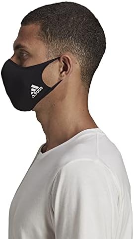 Адидас значка на спортски капаци на лице, 3-пакети, унисекс возрасен, црно