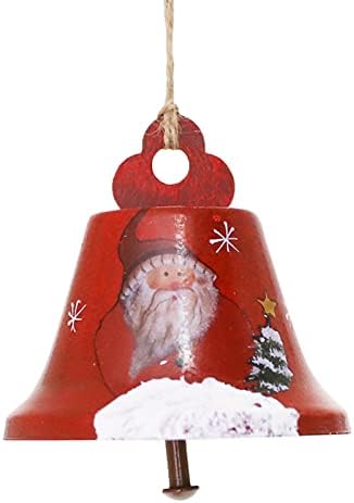 Божиќно железо со цртано железо рачно насликан старец, снешко, bellвонче за новогодишни елки, чисти стаклени украси за занаети големо