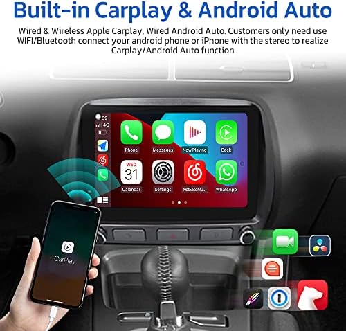 aoonav Android 10 инчен Екран На Допир Автомобил Радио За Chevrolet Camaro 2010 2011 2012 2013 2014 2015, GPS Навигација 4GB+64GB