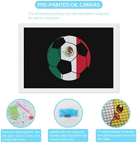Мексико фудбалски дијамантски комплети за сликање 5D DIY целосна вежба Rhinestone Arts Wallид декор за возрасни 8 x12
