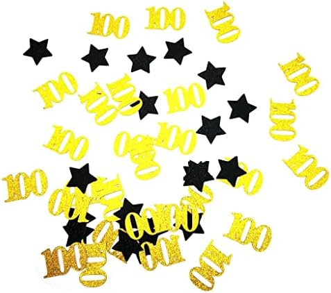 100 Конфети Злато Црна Ѕвезда Конфети Годишнината Сјајот Маса Конфети за 100-ти Роденден, Годишнината Партија Материјали