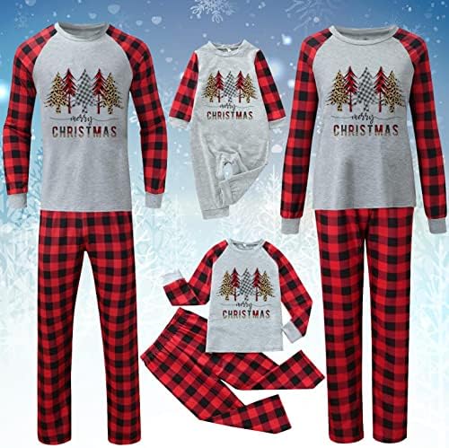 Божиќни пижами за семејна памучна весела новогодишна елка печатена дневна облека за појавување на семејни пижами сетови пад