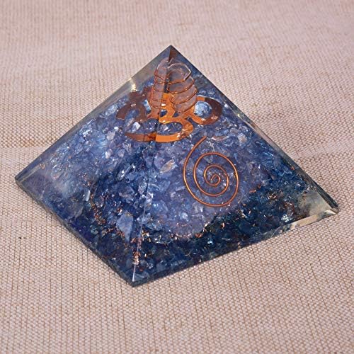 Природно кристално сино агат оргон пирамида реики заздравување на емф -заштита генератор на енергија кристал оргонит пирамиди ом чакра