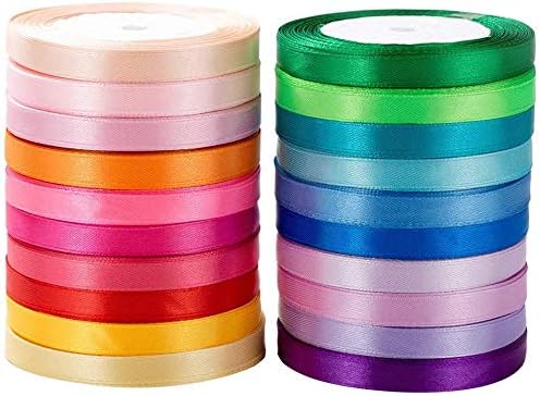 20 бои сатенска лента ткаенина лента ， 500 јарди лента свилена сатен сатен ролна за пакет за подароци правејќи занаетчиска пакување